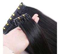 FUIBEJAE 6D 1St Generation Human Hair Extensions 6D Real Remy Hair Machine Quick No Track Groove Connection To The Head Hair for Women,10 Rows,Black,C28inches