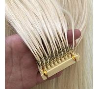 FUIBEJAE 6D 1St Generation Human Hair Extensions 6D Real Remy Hair Machine Quick No Track Groove Connection To The Head Hair for Women,10 Rows,Blonde,C28inches
