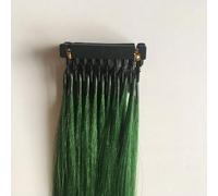 FUIBEJAE 6D 1St Generation Human Hair Extensions Seamless Invisible 6D Real Remy Hair Extension Bundles Color Wig Extension for Women, Can Be Reused 10 Rows,Green,24inch(60cm)