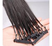 FUIBEJAE 6D 2Nd Generation Hair Extensions for Women, 6D Machine Quick No Track Groove Connection To The Head Hair Real Human Hair, Natural Black,10 Rows 50G,24inch