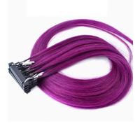FUIBEJAE 6D 2Nd Generation Hair Extensions for Women, Virgin Hair 6D Machine Quick No Track Groove Connection to The Head Hair Remy Human Hair Extension,10 Rows,Purple A,28inch