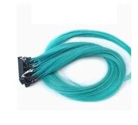 FUIBEJAE 6D 2Nd Generation Hair Extensions for Women, Virgin Hair 6D Machine Quick No Track Groove Connection to The Head Hair Remy Human Hair Extension,10 Rows,Sky Blue,22inch