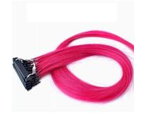 FUIBEJAE 6D 2Nd Generation Hair Extensions for Women, Virgin Hair 6D Machine Quick No Track Groove Connection to The Head Hair Remy Human Hair Extension,10 Rows,Pink,14inch