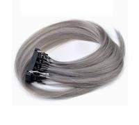 FUIBEJAE 6D 2Nd Generation Hair Extensions for Women, Virgin Hair 6D Machine Quick No Track Groove Connection to The Head Hair Remy Human Hair Extension,10 Rows,Gray,24inch