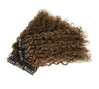 FUIBEJAE 6D Hair Curly Extensions Virgin Hair Water Wave Soft Silky Curly Invisible 6D Real Human Hair Extension Suitable for Women Girl, Brown 25 Rows 125G,10inch