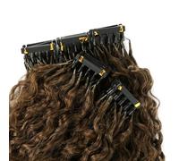 FUIBEJAE 6D Hair Extensions 6D Real Remy Human Hair Extension Virgin Hair Water Wave Curly Seamless Soft Silky Suitable for Women,25 Rows 125G,14inch
