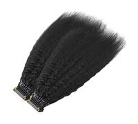 FUIBEJAE 6D Human Hair Extensions Black Kinky Curly Hair Virgin Remy Hair First Generation Invisible Hair Extensions for Women 10 Rows,14inch (35cm)