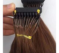 FUIBEJAE 6D Human Hair Extensions Blonde Straight Virgin Remy Hair Machine Fast No Track Feather Connection Hair Extension To The Head Real Person Hair 10 Rows,Brown,12inch
