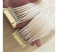 FUIBEJAE 6D Human Hair Extensions Blonde Straight Virgin Remy Hair Machine Fast No Track Feather Connection Hair Extension To The Head Real Person Hair 10 Rows,Blonde,12inch