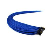 FUIBEJAE 6D Human Hair Extensions First Generation Smooth Straight Hair No Trace Connected 6D Hair Extension Real Remy Hair for Women 10 Rows,Blue,20 inch(50CM)