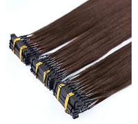 FUIBEJAE 6D Real Human Hair Extensions, 20 Minutes 6D Machine Fast No Trace Feather Connection Human Virgin Hair 10 Rows 6D 1St Generation Hair Extensions,Brown,A16inches