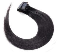 FUIBEJAE 6D Sencond Generation Human Hair Extensions Virgin real Remy Hair Invisible 6D Hair Extensions Suitable for Wedding Cosplay Party,10Rows (5 Bunches Per Row),Black,18"(45 cm)