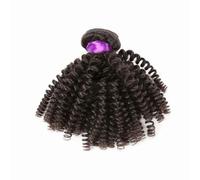 FUIBEJAE 8A Afro Kinky Curly 3 Bundles with 4X4 Lace Closure Unprocessed Brazilian Double Weft Human Hair Bundles Short Curly Hair Extensions Full Head Natural Color,24inch/1bundle
