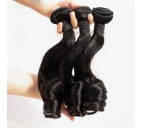 FUIBEJAE 8A Brazilian Hair 3 Bundles Bouncy Curly Double Drawn Human Hair Bundles Short Curly Weave Unprocessed Brazilian Human Hair Extensions Full Head Natural Color,16inch/3bundles