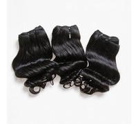 FUIBEJAE 8A Brazilian Hair 3 Bundles Half Ocean Wave Curly Double Drawn Human Hair Bundles Short Curly Weave Unprocessed Brazilian Human Hair Extensions Full Head Natural Color,10inch/3bundles