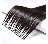 FUIBEJAE 8D Human Hair Extensions Nano Tip Pure Virgin Hair Extensions No Trace Real Remy Hair Extensions for Women/Girls, 50 Strands,A,18inch(45cm)