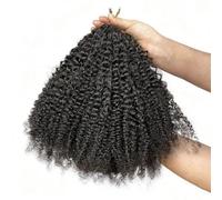 FUIBEJAE Afro Kinky Curly Pre-Twisted Crochet Braids Human Hair Extensions Feather Knotless Pre Separated Crochet Virgin Braiding Hair Extension for Black Women,18inch