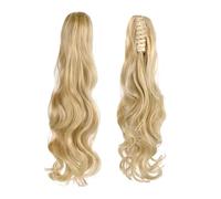 FUIBEJAE Blonde And Wine Red Ponytail Extension Claw Curly Wavy Clip in Hairpiece Ponytail Hair Extensions Long Pony Tail Synthetic for Women Daily Use ,24/613#,20inch