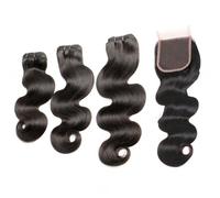 FUIBEJAE Body Wave Curly 3 Bundles with 4X4 Lace Closure Double Drawn Human Hair Bundles Short Curly Weave Unprocessed Brazilian Human Hair Extensions Full Head Natural Color,20 22 24+20(4x4)