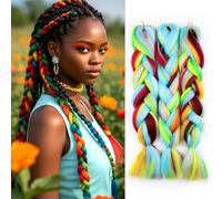 FUIBEJAE Braiding Hair Extensions, 3Pcs 4 Tone Colorful Braid Hair Extension, Synthetic Wig, Fashion Synthetic Braid Hair Extensions for Women and Girls Braiding Twist Braids Hair,MIX 6