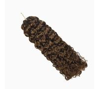 FUIBEJAE Brown Kinky Pixie Curly Feather Crochet Braid Human Hair Extensions Knotless Pre Separated Crochet Virgin Braiding Hair Invisible Braids Hair Bundles for Black Women,#4,24inch