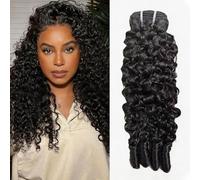 FUIBEJAE Burmese Curly Human Hair 1Bundle Wet And Wavy Bundles Human Hair Brazilian Virgin Unprocessed Remy Hair Curly Weave Extensions Natural Black Curly Hair for Women,22inch