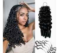 FUIBEJAE Burmese Curly Pre-Twisted Crochet Braids Human Hair Extensions Knotless Pre Separated Crochet Virgin Braiding Hair Extension for Black Women,20inch
