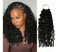 FUIBEJAE Burmese Curly Pre-Twisted Crochet Braids Human Hair Extensions Knotless Pre Separated Crochet Virgin Braiding Hair Extension for Black Women,16inch