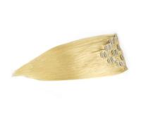 FUIBEJAE Clip in Hair Extensions, Blonde Straight Seamless Clip in Extensions Human Hair, 7 Pcs Set 16 Clips, Invisible Tape-In Hairpieces for Women,20inch (50cm)