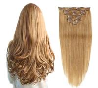FUIBEJAE Clip in Hair Extensions,Brown Straight Seamless Clip in Extension Real Remy Human Hair, Invisible Tape-In Hairpiece for Women,7 Pcs Set 16 Clips,20inch (50cm)