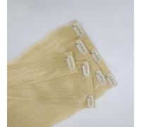 FUIBEJAE Clip in Hair Extensions for Women, Double Sided Tape-In Lace Blonde Brazilian Straight Seamless Clip in Extensions Human Hair, 7 Pcs Set 16 Clips, Invisible Hairpieces,20inch (50cm)