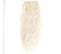 FUIBEJAE Clip in Hair Extensions for women,Long Water Ripple Wavy Hair Wigs Soft Curly Hair Piece for Daily Party Cosplay,4 Pcs 11Clips,60 pure white 24inch