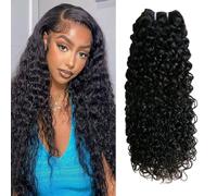 FUIBEJAE Kinky Curly Human Hair 1Bundle Wet And Wavy Bundles Human Hair Brazilian Virgin Unprocessed Remy Hair Curly Weave Extensions Natural Black Curly Hair for Women,28inch 1bundle