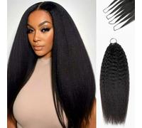 FUIBEJAE Kinky Straight Pre-Twisted Crochet Braids Human Hair Extensions Knotless Pre Separated Crochet Virgin Braiding Hair Extension for Black Women,22inch