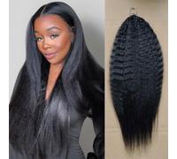 FUIBEJAE Kinky Straight Pre-Twisted Crochet Braids Human Hair Extensions Knotless Pre Separated Crochet Virgin Braiding Hair Extension for Black Women,16inch