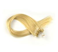 FUIBEJAE Micro Link Human Hair Extensions Fish Line Micro Bead Real Human Hair Extension Blonde Straight Micro Loop Ring Hair Extensions for Women, 100G 100 Strands,14inch