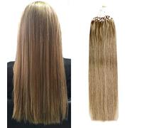 FUIBEJAE Micro Link Ring Human Hair Extensions Blonde Highlight Silky Straight Micro Loop Real Remy Hair Extensions for Women 50G 100 Strands,26inch(65cm)