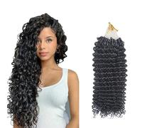FUIBEJAE Micro Links Real Human Hair Extensions,Natural Black Color Real Remy Kinky Curly Micro Loop Ring Hair Extensions for Women,50G 100 Strands,24inch