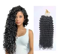 FUIBEJAE Micro Loop Human Hair Extensions for Women,Deep Curly Natural Black Micro Bead Hair Extension Real Remy Micro Ring Hair Piece,50G 100 Strands,18inch