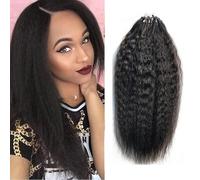 FUIBEJAE Micro Loop Ring Human Hair Extensions, Black Curly Fish Line Micro Bead Links Machine Made Brazilian Hair Extensions for Women,100G 100 Strands,26inch