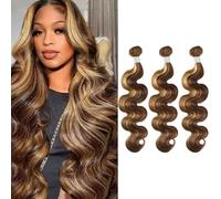 FUIBEJAE P4/27# Body Wave 3 Bundles Curly Human Hair Unprocessed Brazilian Virgin Remy Straight Hair Bundles Hair Extensions Quick Weave for Black Women,Body,18 20 22inch