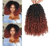 FUIBEJAE Passion Twist Crochet Braids Hair for Butterfly Faux Locs 7 Packs Short Spring Foam Roll Crochet Hair Braiding Hair Extensions for Women,24Strands/Pack,1B/350,8inch