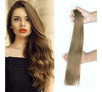 FUIBEJAE Tape in Human Hair Extensions Silky Straight Weft Real Remy Hair Extension #12 Straight Hair Seamless Hair Extension for women,20PCS,14”