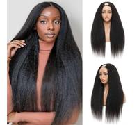 FUIBEJAE U Part Human Hair Wigs for Black Women 180% Density Brazilian Straight Real Human Hair Wig U-Part Wigs No Sew in NO Glue Natural Color,250%,14inch