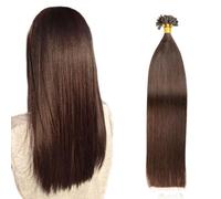 FUIBEJAE U-Tip Human Hair Extensions #2 Brown Keratin Nail Tip Hair Extension No Trace Silky Straight Brazilian Remy Hair for Women,50G100 Strands,22inch