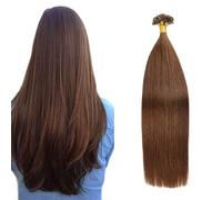 FUIBEJAE U-Tip Human Hair Extensions #4 Dark Brown Keratin Nail Tip Hair Extension No Trace Silky Straight Brazilian Remy Hair for Women,50G100 Strands,16inch