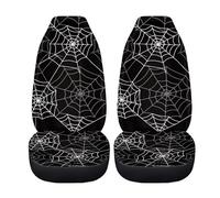 FUIBENG Black Spider Web Car Seat Covers for Front Seats,Halloween Decor for Cars Universal Fit Automotive Seat Cushion Protector Accessory