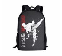 FUIBENG Student School Backpack Teens Boy Girl School Bag Wolf Flower Backpack Sport Travel Shoulder Bag for Kids Adult, Taekwondo, 17x5x11 inches, Daypack Backpacks