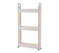 FUIERI 3-Tier Rolling Cart, Niche Shelf, 10cm Wide Kitchen Cart with Wheels, Mobile Roll Chairman, Narrow Storage Bathroom, Slim Storage Cart for Kitchen, No Screw Installation,White