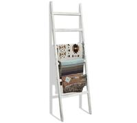 FUIN 6.4ft Extra Wide Wooden Blanket Ladder Living Room Decorative Wal Leaning Farmhouse Quilt Display Holder Rustic Wood Towel Rack for Bathroom, White, 24 inch wide
